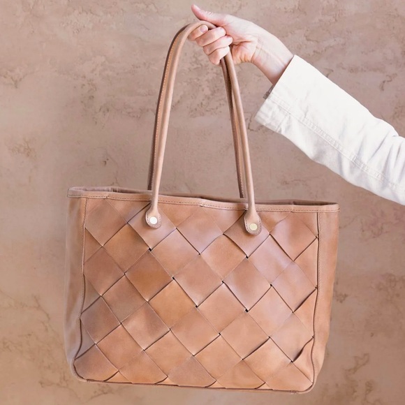 Nisolo Handbags - Nisolo Carry-ALL Handwoven Leather Handbag Tote in Almond